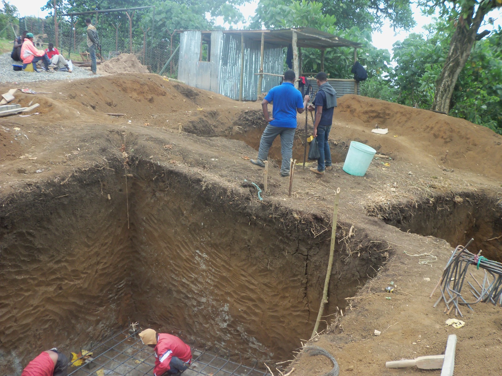 Completed tower foundation pit with reinforcement ready for concrete